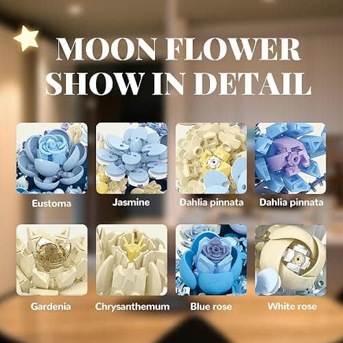 Nayihoop Moon Flower Building Set Botanical Collection Blossom for Wall Decor -934pcs thumbnail 4