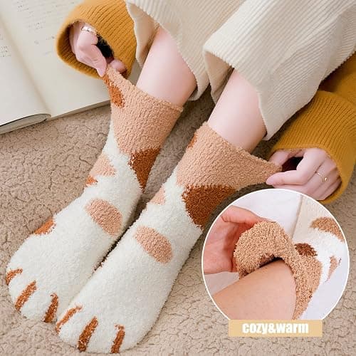 Ginmewrae Women Fuzzy Socks Cozy Soft Fluffy Cute Animal Slipper Socks Sleeping Warm Socks Christmas Gift for Girls thumbnail 5