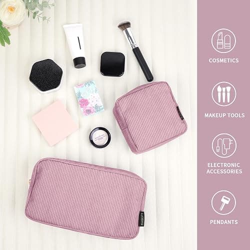 MAGEFY Small Makeup Bag for Purse Mini Cosmetics Bag Corduroy Cute Cosmetic Pouch for Women with Slip-in Pockets thumbnail 6