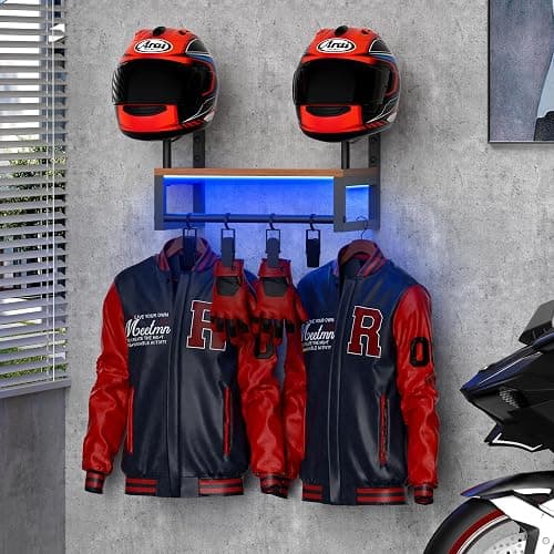 HDPRHGRD Helmet Rack Wall Mount, Motorcycle Helmet Holder, Motorcycle Accessories Display, Helmet Rack with RGB Lights Strip thumbnail 5