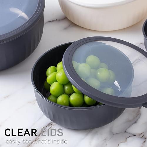 COOK WITH COLOR Prep Bowls with Lids- Wide and Deep Nesting Plastic Small Mixing Bowl Set with Lids, 12 Piece Set - Wide Bowls, Speckled Black thumbnail 6