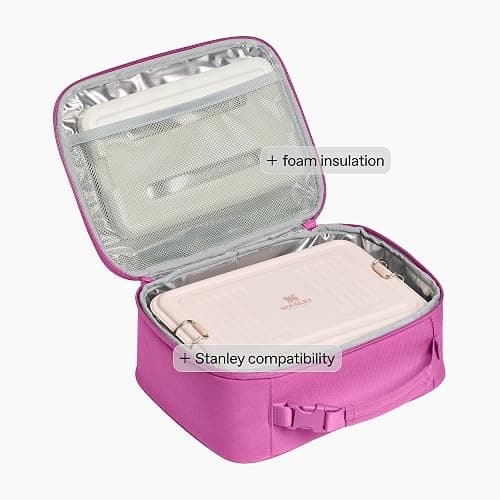 STANLEY Assembly Lunch Box, Dark Blossom | Insulated Lunch Bag | Water Bottle Pocket | Front Zip Pocket | Padded Top Handle with Buckle Clip | Easy-Clean Interior thumbnail 8