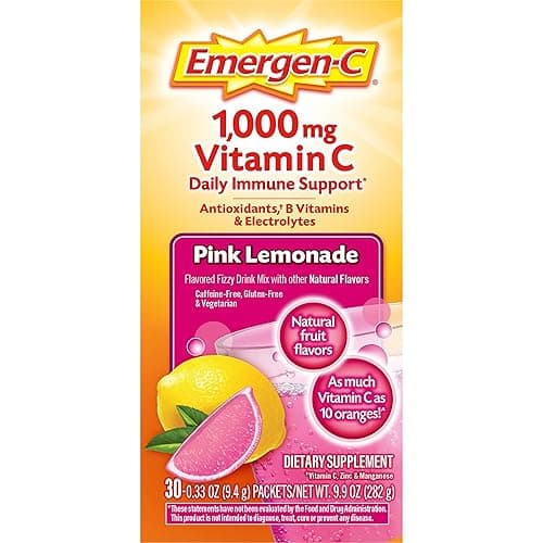 Emergen-C 1000mg Vitamin C Immune Support Powder Pink Lemonade 30CT includes Zinc, Manganese, 7 B Vitamins and Electrolytes for Back to School Essentials thumbnail 12