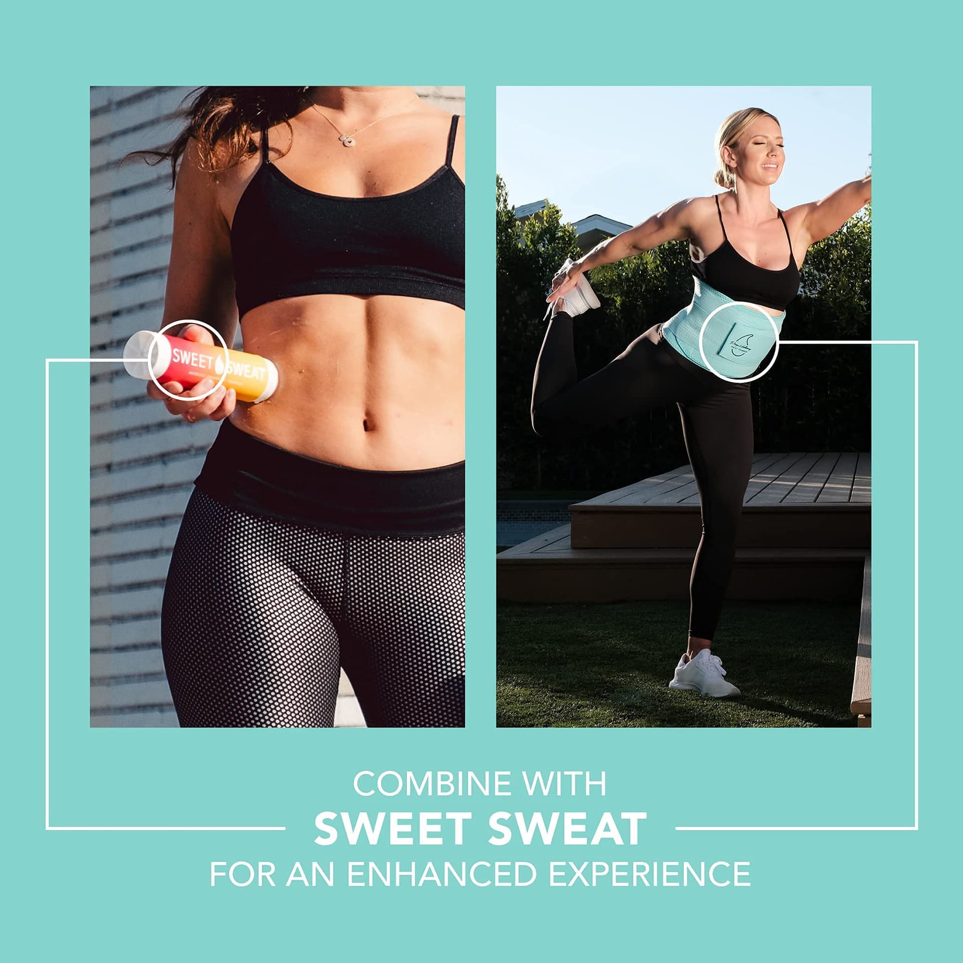 Sweet Sweat 'Pro-Series' Waist Trimmer Belt | Premium Waist Trainer with adjustable straps for a Tighter Fit & Better Sweat! - X-Large-XX-Large - Blue thumbnail 2