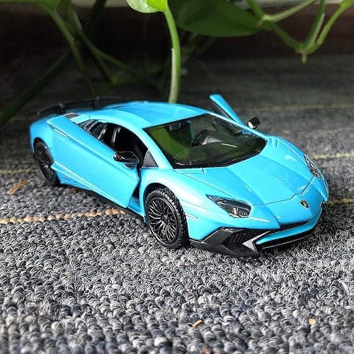 TGRCM-CZ 1/36 Scale Aventador LP700-4 Casting Car Model, Zinc Alloy Toy Car for Kids, Pull Back Vehicles Toy Car for Toddlers Kids Boys Girls Gift (Blue) thumbnail 2