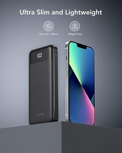 charmast Portable Charger with Built in Cables, Power Bank with Cords Wires, Slim 10000mAh Travel Battery Pack 6 Outputs 3 Inputs 3A Fast Charging for Samsung Google Pixel LG Moto iPhone iPad thumbnail 2