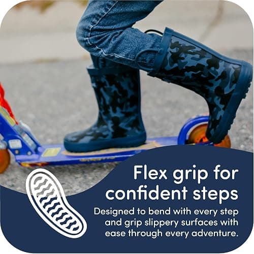 Lone Cone Kids Rain Boots for Girls & Boys – Waterproof Natural Rubber Toddler Rain Boots with Non-Slip Outsole & Easy Pull Handles – Solid, Pattern & Glitter Designs thumbnail 3