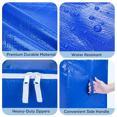BALEINE 6-Pack Oversized Moving Bags with Reinforced Handles, Heavy-Duty Storage Tote for Clothes, Moving Supplies (Royal Blue, 6-Pack) thumbnail 7