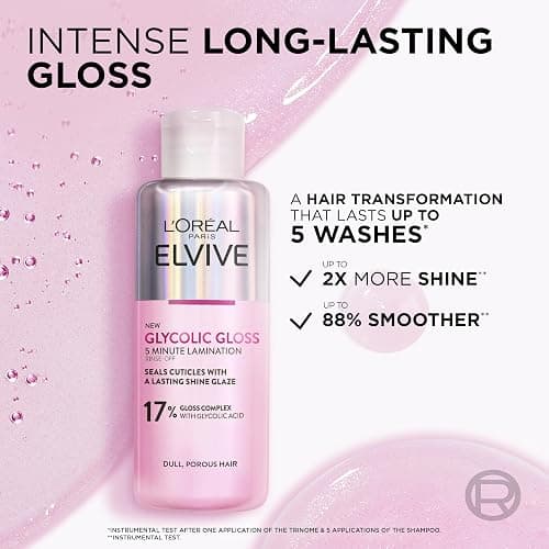 L'Oréal Paris Rinse-Off Treatment For Dull Hair, Elvive Glycolic Gloss 5 Minute Lamination With 17% Gloss Complex, Fills Hair Fibres For Instant Silkiness And Long-Lasting Smooth Shine For Days, 200ml thumbnail 2