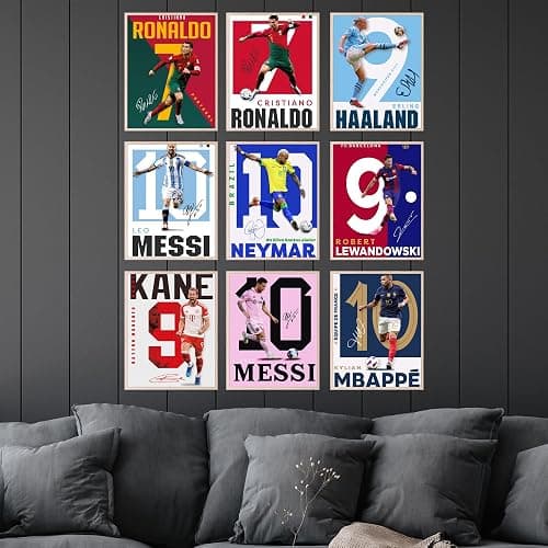 BigWig Prints Soccer Poster - Soccer Decor For Boys Bedroom, Messi And Ronaldo Poster, Messi Posters For Boys Bedroom, Mbappe Wall Art, Neymar Wall Art, Ronaldo Posters - Unframed Set Of 9 (8x10”) thumbnail 6
