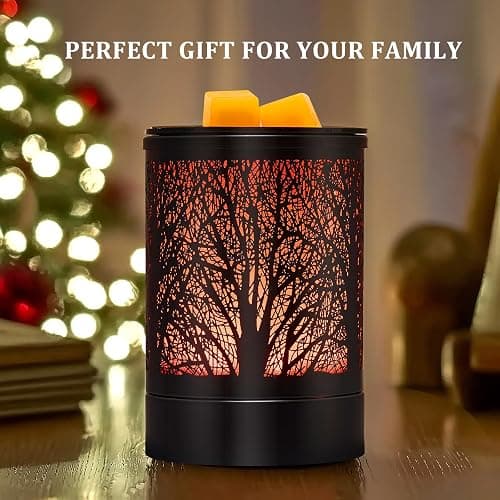 Enaroma Fragrance Wax Melts Warmer with 7 Colors LED Changing Light Classic Black Forest Design Scent Oil Candle Warmer thumbnail 7