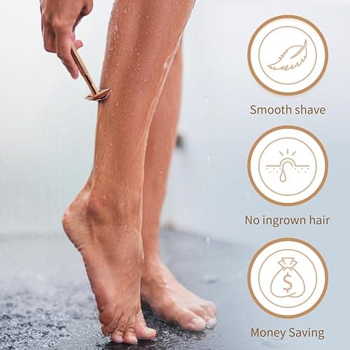 Bambaw Safety Razor for Women with 5 Double Edge Blades, Double Edge Razor, Single Blade Razors for Women and Men, Reusable & Plastic Free – Rose Gold thumbnail 4