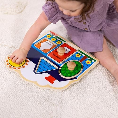 Melissa & Doug First Shapes Jumbo Knob Puzzle, Wooden Peg Puzzle for Toddlers, Educational Toy for Shape Recognition and Fine Motor Skills, Ages 1+ thumbnail 3
