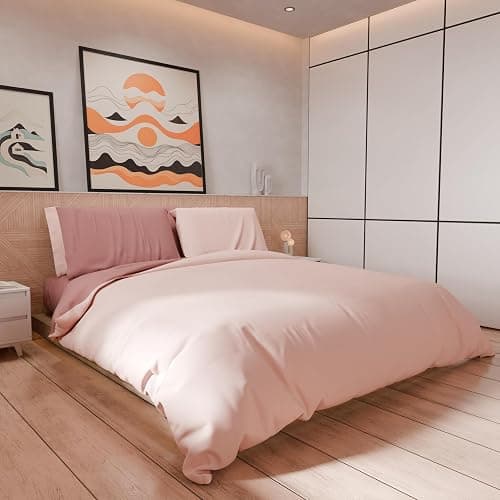 PETTI Artigiani Italiani - Set Housse de Couette 160x200 cm (1 Taie d'oreiller 50x80 cm Incluse), Parure de Lit Microfibre 1 Personne Douce Rose Clair Foncé thumbnail 5