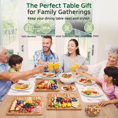 Vocvee Bamboo Cutting Boards for Kitchen(Set of 3), Wood Cutting Board with Wood Storage Stand, Charcuterie & Chopping Board for Vegetables and Meat, with Deep Juice Groove, Ideal Kitchen Gifts thumbnail 8
