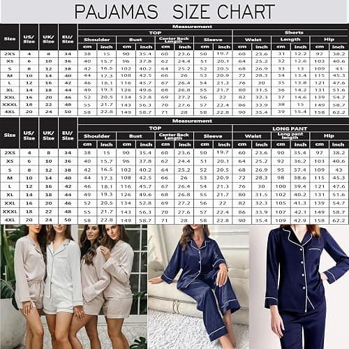 WJing Yi Jia 5Pcs XS-XXL Womens Silk Satin Pajamas Sets Long Pj Sets Button Down Pjs Set Loungewear Sleepwear thumbnail 3