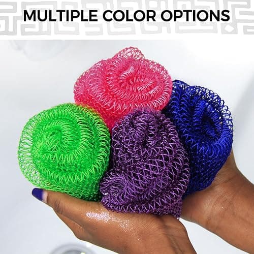 African Net Sponge Authentic - 2 Pieces Exfoliating Body Scrubber Bath Sponge - Loofah Washcloth Back Scrub for Shower Body Exfoliator - Face & Skin Care Bathroom Essentials for Women thumbnail 8