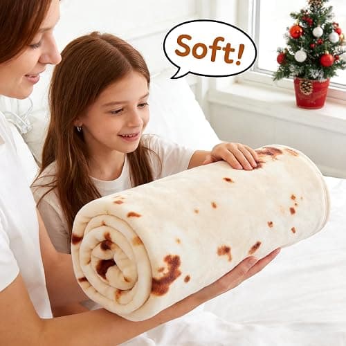 SeaRoomy 60 inches Burrito Tortilla Blanket, Funny Food Throw Blanket | White Elephant Gifts, Gag Gifts For Teen Boys & Girls, Novelty Christmas Birthday Presents, Double Sided, Soft Flannel thumbnail 3