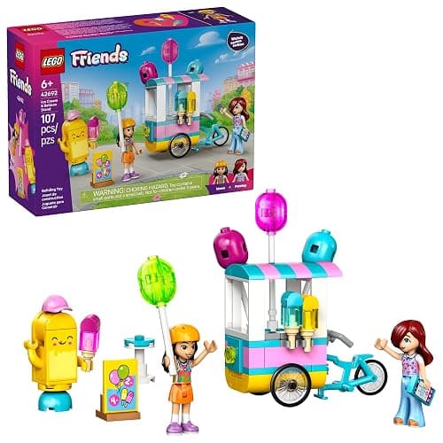 LEGO Friends Ice Cream & Balloon Stand Building Toy for Girls & Boys - Pretend Play Set for Kids, Ages 6+ - W/Liann & Paisley Minidolls & Accessories - Gift Idea for Birthdays - 42692 - Image 1