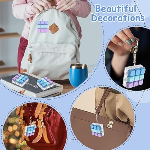 Keyboard Fidget Toy, Keyboard Fidget Keychain 9-in-1 Keyboard Decompression Button Finger Clicker Toys Stress Relief Fidget Gifts (3 Colors- Blue Purple) thumbnail 5