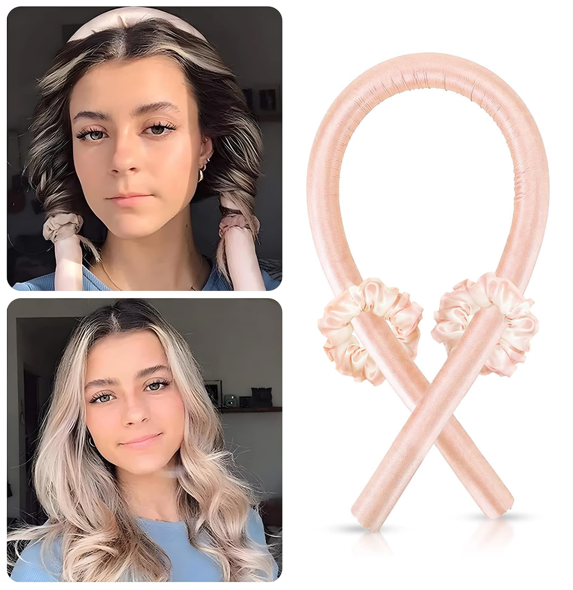 Modelador Curling Rod + Touca Cetim Dupla Face + 2 Xuxinhas (Champagne, Extra grande) thumbnail 2