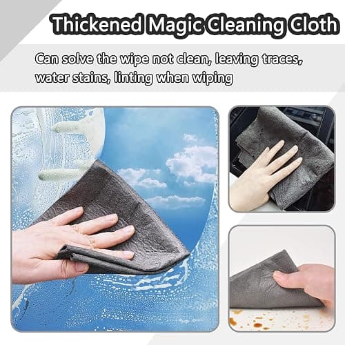 XANGNIER Thickened Magic Cleaning Cloth,8 Pcs Lint Free Cloth,Reusable Microfiber Cleaning Rag for Windows,Mirror,Glass,Car,Gray thumbnail 3
