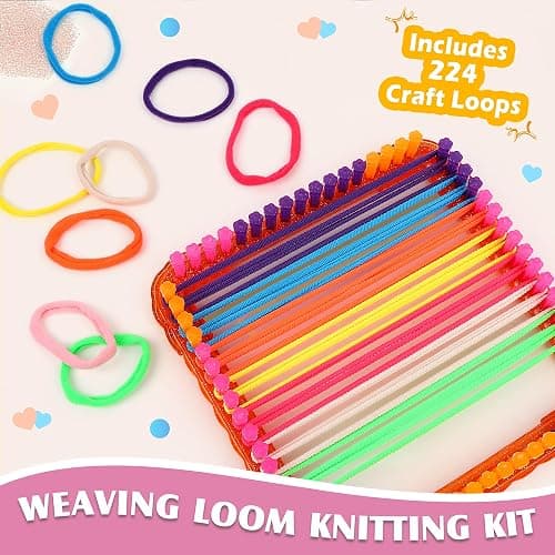 Weaving Loom Kit for Kids Ages 8-12, DIY Arts and Crafts Loom Knitting Projects Set, Ideas Birthday Gifts for Girls Toys, Crochet Kit for Beginners Potholder Tools Creative Supplies With Elastic Cord thumbnail 3