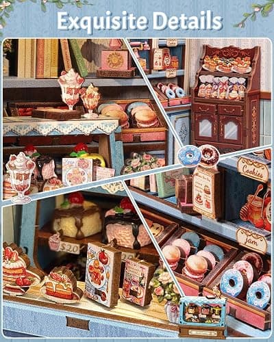 CUTEBEE Book Nook Kit - DIY Miniature House Bakery Patisserie Dollhouse Kit for Adults, Booknook Tiny House Bookshelf Decor 3D Wooden Puzzle, Gifts for Family, Friends (Sweet Marie) thumbnail 6