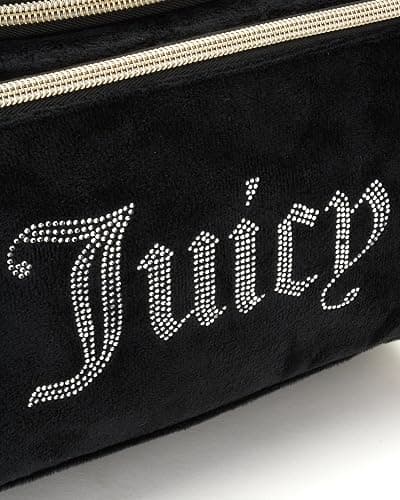 Juicy Couture Black Makeup Bag Cosmetics Organizer Travel Essentials Hanging Duffel Velour Rhinestones thumbnail 3