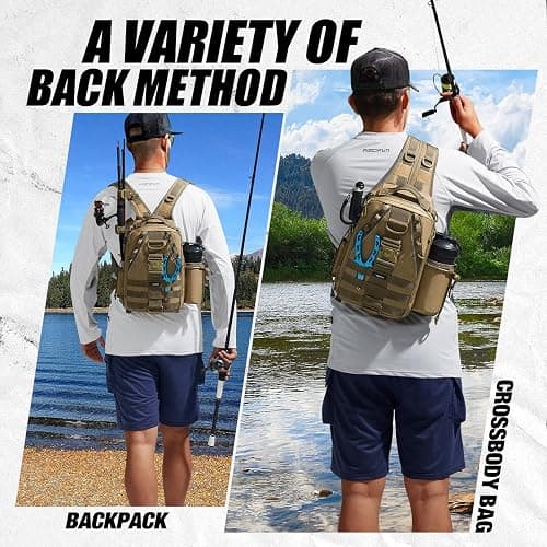 Piscifun Fishing Backpack with Rod Holder, Lightweight Sling Bag Storge Gear and Equipment thumbnail 2