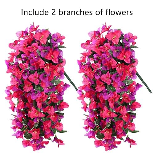 Faux Bougainvillea Artificial Flowers Plants for Outdoors Outside Decoration, 2pcs Fake Flowers Silk Long Trailing Vines UV Resistant Realistic for Front Door Porch Planter Urn Patio Balcony Yard, Mix thumbnail 6