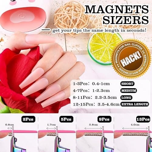 Chameleon Premium Adjustable Nail Clippers with Magnets Sizers for Acrylic Nails, Stainless Steel Nail Cutter Trimmer for Artificial Fake False Tips Manicure Sharp Blade Clip Tool for Salon Beauty thumbnail 3