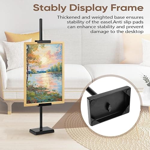 dakewang Adjustable Tabletop Easel Stand for Picture Frames, Picture Easels for Display, Gold Easel, Picture Frame Stand, Adjustable Art Easel.(30inch,Black) thumbnail 8