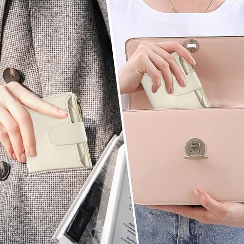 Airkit Small Wallet Women RFID Blocking Soft Leather Bifold Compact Card Holder Wallet for Women with Zipper Coin Pocket 4 ID Window thumbnail 9