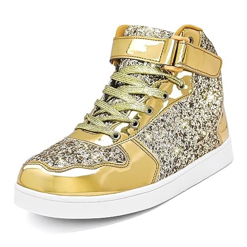 Wooowyet Glitter Shoes Kids High Top Sneakers for Boys Girls Gift Party Birthday Christmas Halloween - Image 1