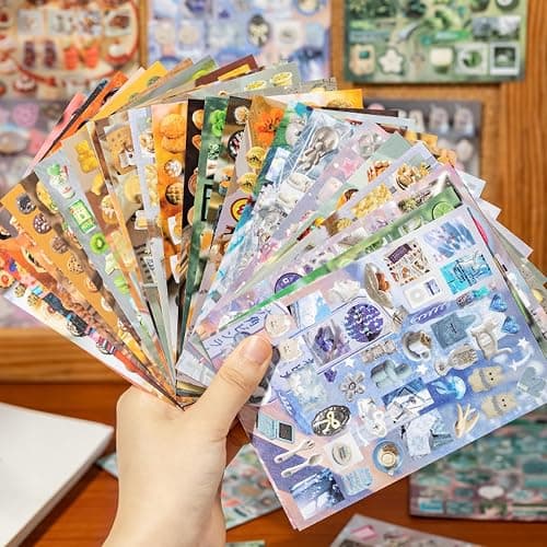 30 Sheets Japanese Aesthetic Sticker Book with Hard Matte Cover, Dreamcore Ocean Theme Foil & Texture Stickers for Journaling, Scrapbooking & Planner Decoration thumbnail 4
