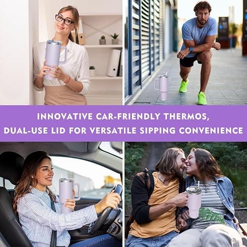 HNCY Mug Isotherme avec 2-en-1 Couvercle, 1180ML Tumbler avec Paille et Poignée, Tasse Isotherme en Acier Inoxydable, Travel Mug Tumbler Gobelet Isotherme thumbnail 7