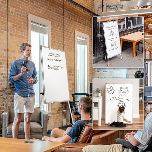 Easel Whiteboard - Magnetic Portable Dry Erase 36 x 24 Tripod Height Adjustable, 3' x 2' Flipchart Easel Stand White Board for Office or Teaching at Home & Classroom (36x24 White) thumbnail 2