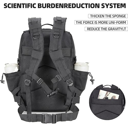 Lovelinks21 45L Tactical Assault Backpack 3 day assault pack with Molle Waterproof backpack Rucksack for Tactical Backpacks (Black Rose) thumbnail 6