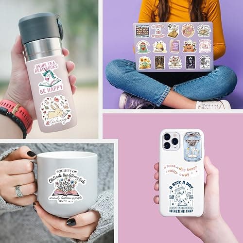 300 PCS Book Stickers for Kindle, Bookish Sticker Pack Reading Glitter Waterproof Vinyl Decals for Laptop, Ebook Readers, Water Bottles, Phone, Journal, Scrapbook, No Repeats (Holographic) thumbnail 7