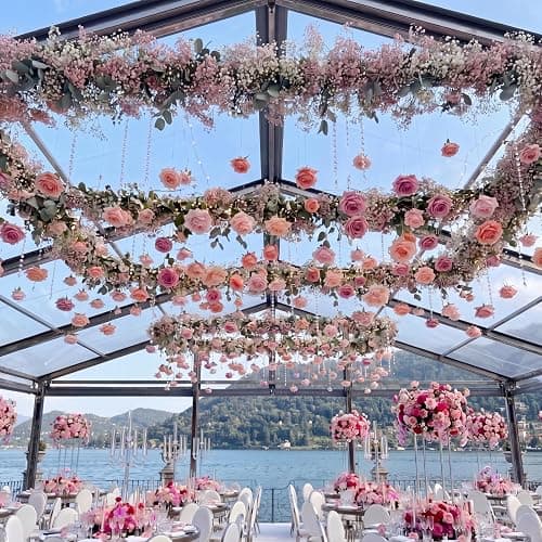 Suncalla 42 Pcs 3.28 ft Rose Peony Flower Garlands Hanging Decor Backdrop Artificial Silk Floral Garlands Peony Faux Floral Celling for Wedding Party Background Birthday Baby Shower Home Garden(Pink) thumbnail 3