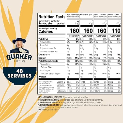 Quaker Instant Oatmeal, 4 Flavor Variety Pack, Individual Packets, 48 Count thumbnail 5