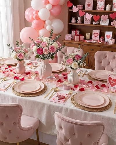 PULOTE 100PCS Pink Plastic Plates - Heavy Duty Pink and Gold Disposable for Party, Wedding, Valentines & Galentines Day, Include 50 Each (Dinner & Dessert) Plates thumbnail 5