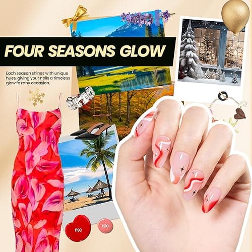 Beetles Gel Nail Polish Kit with U V Light -54 Pcs Gel Nail Kit Four Seasons Glow 32 Colors Set with Base Matte & Glossy Top Coat Soak Off Home Salon DIY Manicure Christmas Gifts for Women Teen Girls thumbnail 5