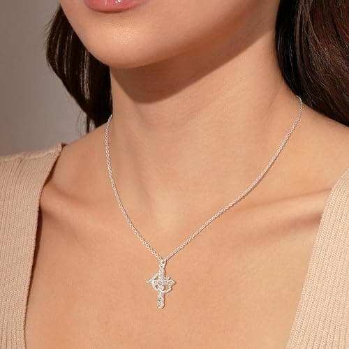 Robaice Upgraded Crown Cross Necklace for Women, 14K Gold Plated Crown Cross Pendant Necklace, Non-Tarnish Faith Jewelry for Women, Christian Religious Gifts for Her thumbnail 3