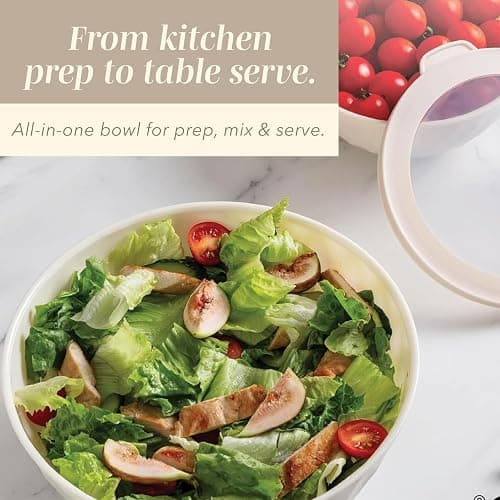 COOK WITH COLOR Mixing Bowls with Lids - 12 Piece Plastic Nesting Bowls Set includes 6 Prep Bowls and 6 Lids, Microwave Safe Mixing Bowl Set, Brown Embossed thumbnail 3