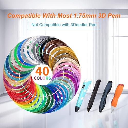 Kretrum 40 Colors PLA 3D Pen Filament Refills Compatible with SCRIB3D MYNT3D PIKA3D 3D Pen Most 1.75mm 3D Prining Pens NOT FIT 3Doodler Start Pen thumbnail 5