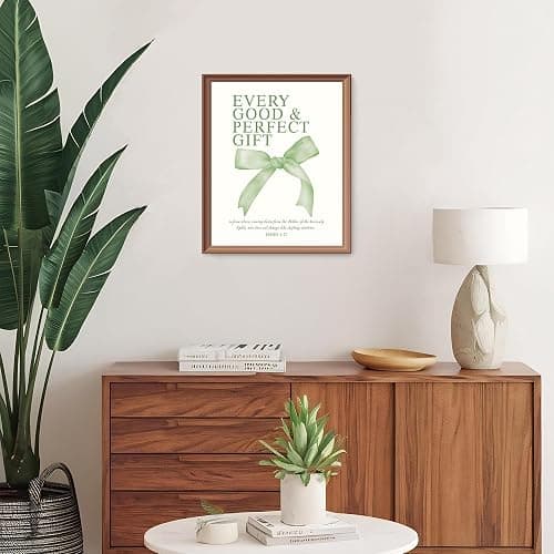 LARTSFRO Coquette Sage Green Bow Wall Art Decor Posters, Sage Green Bow Room Bedroom Bathroom Dorm Wall Art Decor Aesthetic for Teen Girls Gifts, Inspirational Bible Verses Bow Wall Decor, 10x8 Inch Set of 4 Pcs Bow Pictures (UNFRAMED) thumbnail 6