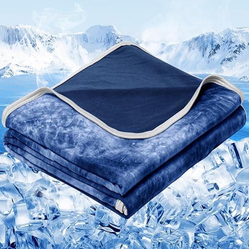 inhand Cooling Blanket Queen Size (90"x90"), Cooling Blankets for Hot Sleepers, Absorbs Heat to Keep Adults Cool for Summer Nights Sweats, Thin Cold Lightweight Blanket for Couch Bed, All Season Use - Navy - Queen-90"x90" - Image 1