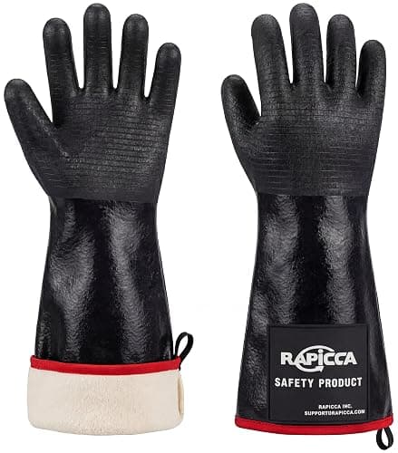 RAPICCA 932°F Heat Resistant BBQ Grill Gloves: Oil Resistant Waterproof for Smoking Grilling Cooking Barbecue Deep Frying Turkey Rotisserie Handling Hot Greasy Meat | Great Stocking Stuffers for Men - Image 1